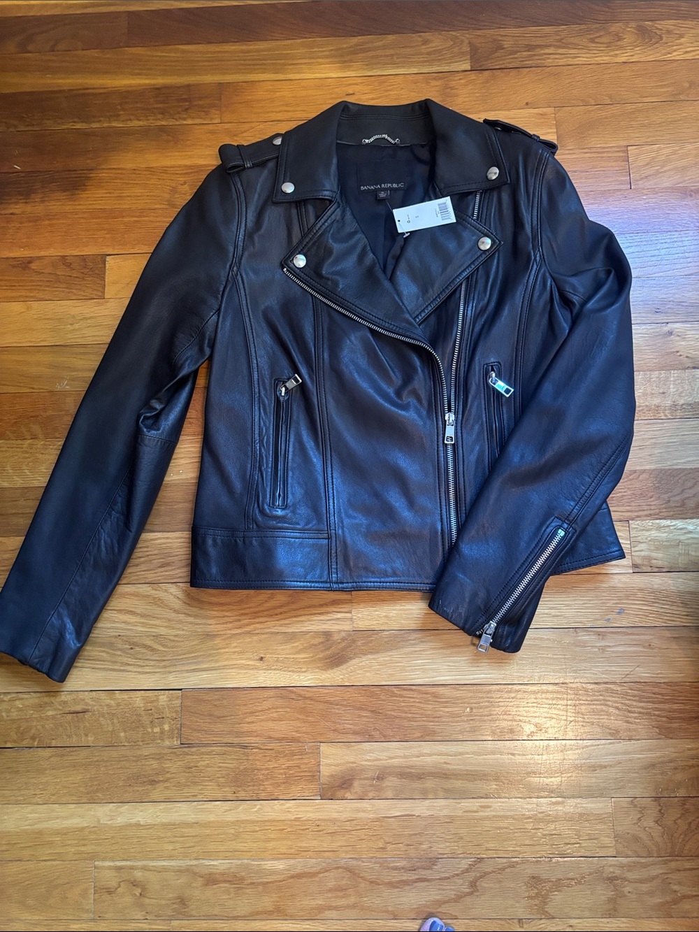 Banana Republic Black Leather Asymmetric Moto Jacket